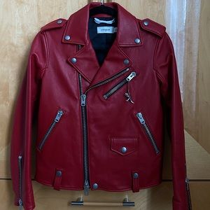 Coach Moto Red Leather Jacket